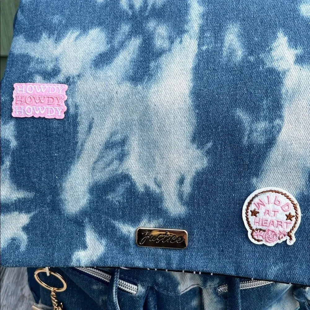 Justice Girls Denim Rucksack Backpack, Blue